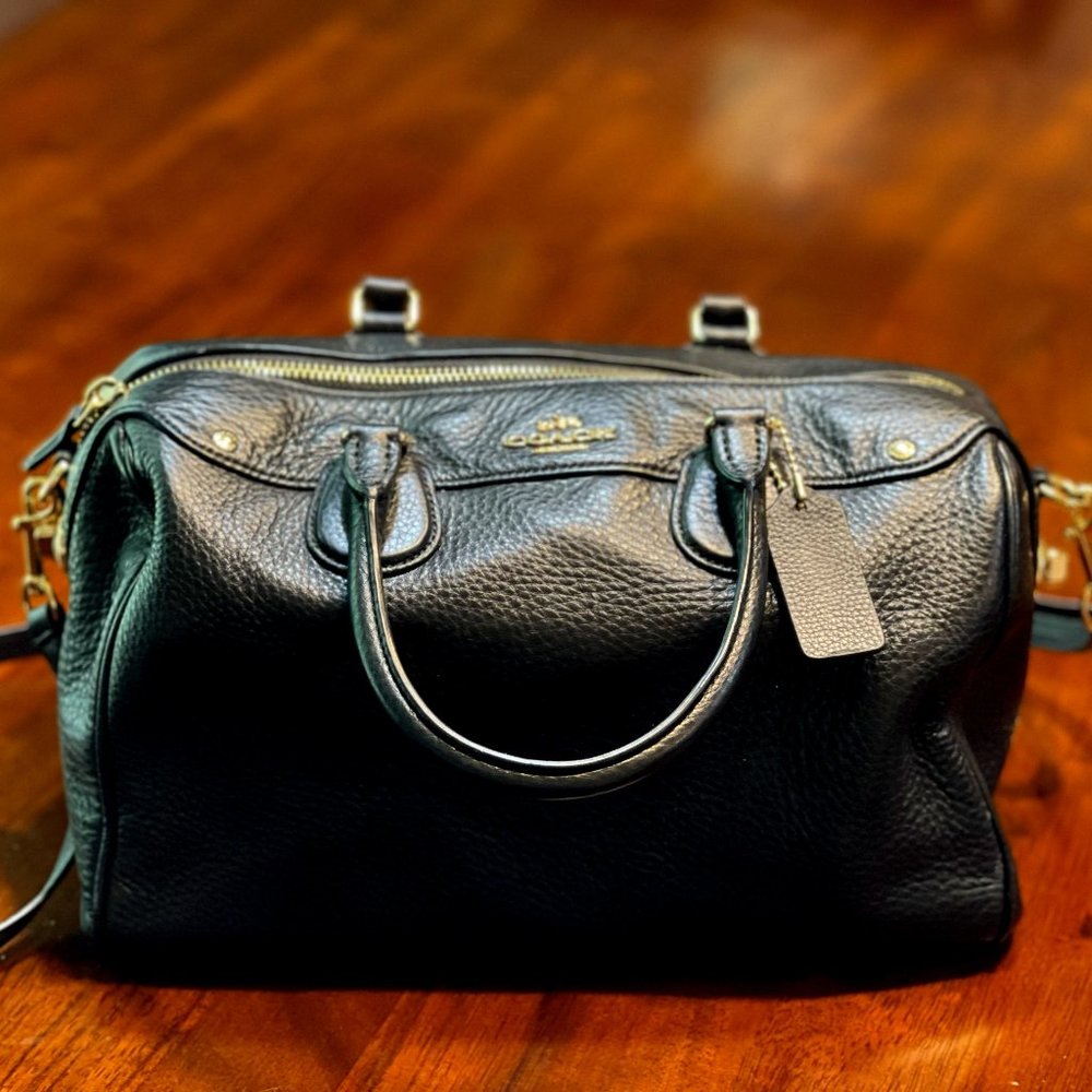 Coach Satchel - black, medium size with shoulder strap